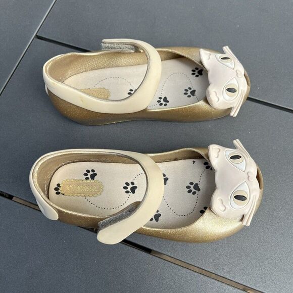 Mini Melissa Ultragirl II Gold Cat Mary Jane Flats Shoes Toddler Girls Size 9 - Picture 4 of 10